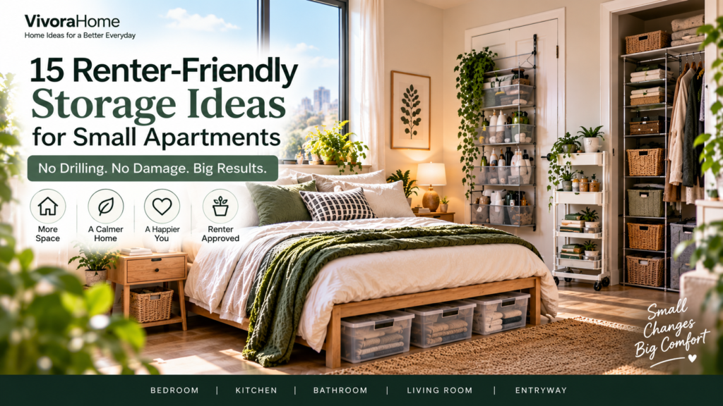 Renter-friendly storage ideas for a small apartment with no-drill organization solutions